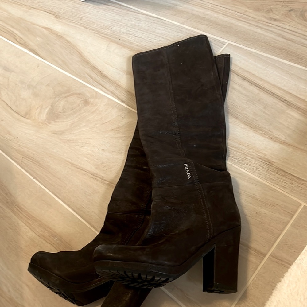 Authentic Dark Brown Prada Boots - image 1